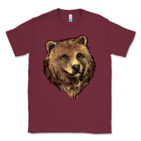 Burgundy Grizzly Bear Head Classic Tee - HowdyJamesFarm