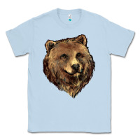 Dusty Blue Grizzly Bear Head Classic Tee - HowdyJamesFarm