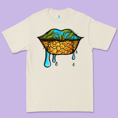 Summer Vibes Pineapple Lips Premium Tee Designed By Jasminsmagicworld
