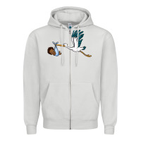 Dove Grey stork with black baby boy Zipper Hoodie - BarkalooDesign