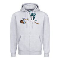 Heather Grey stork with black baby boy Zipper Hoodie - BarkalooDesign