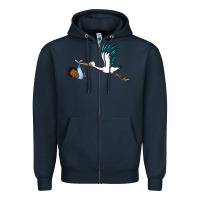 Navy stork with black baby boy Zipper Hoodie - BarkalooDesign