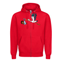 Red stork with black baby boy Zipper Hoodie - BarkalooDesign