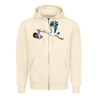 Sandshell stork with black baby boy Zipper Hoodie - BarkalooDesign