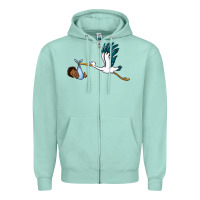 Seafoam stork with black baby boy Zipper Hoodie - BarkalooDesign
