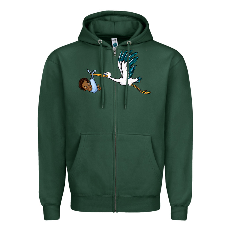 Stork With Black Baby Boy Zipper Hoodie by BarkalooDesign | Teevron