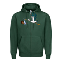 Sports Green stork with black baby boy Zipper Hoodie - BarkalooDesign