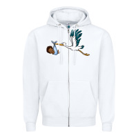 White stork with black baby boy Zipper Hoodie - BarkalooDesign
