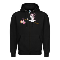 Black stork with baby girl Zipper Hoodie - BarkalooDesign