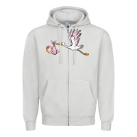 Dove Grey stork with baby girl Zipper Hoodie - BarkalooDesign