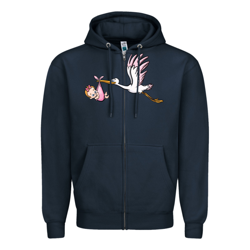 Stork With Baby Girl Zipper Hoodie by BarkalooDesign | Teevron