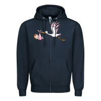 Navy stork with baby girl Zipper Hoodie - BarkalooDesign