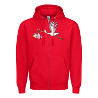 Red stork with baby girl Zipper Hoodie - BarkalooDesign