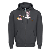 Smoke stork with baby girl Zipper Hoodie - BarkalooDesign