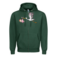 Sports Green stork with baby girl Zipper Hoodie - BarkalooDesign