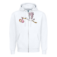 White stork with baby girl Zipper Hoodie - BarkalooDesign