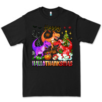 Black happy hallothanksmas dinosaur Premium Tee - texasbilliewilder
