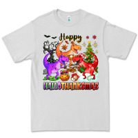 Dove Grey happy hallothanksmas dinosaur Premium Tee - texasbilliewilder