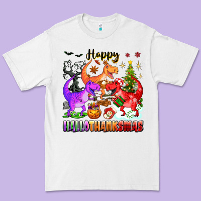 Happy Hallothanksmas Dinosaur Premium Tee Designed By Texasbilliewilder