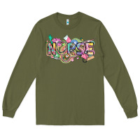 Army Green Nurse Long Sleeve Tee - FaDigitalArtStudio