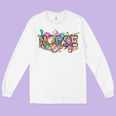 Nurse Long Sleeve Tee Designed By Fadigitalartstudio