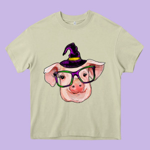 Pig With Halloween Heavy Core Tee Designed By Ranaportraitstore