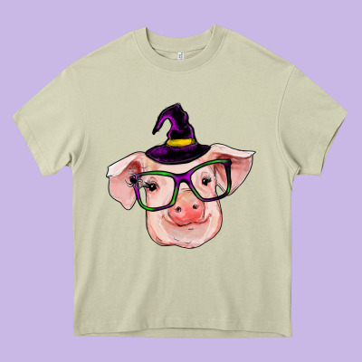 Pig With Halloween Heavy Core Tee Designed By Ranaportraitstore