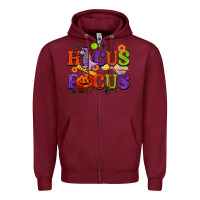 Burgundy hocus focus halloween teacher Zipper Hoodie - BarkalooDesign