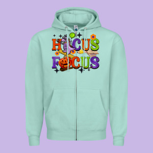 Hocus Focus Halloween Teacher Zipper Hoodie Designed By Barkaloodesign