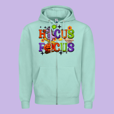 Hocus Focus Halloween Teacher Zipper Hoodie Designed By Barkaloodesign