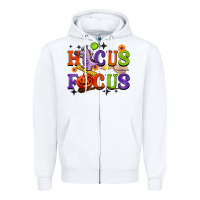 White hocus focus halloween teacher Zipper Hoodie - BarkalooDesign