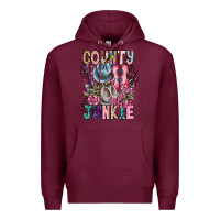 Burgundy country music junkie Premium Hoodie - CowhideDigitalArt