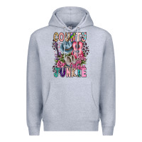 Heather Grey country music junkie Premium Hoodie - CowhideDigitalArt