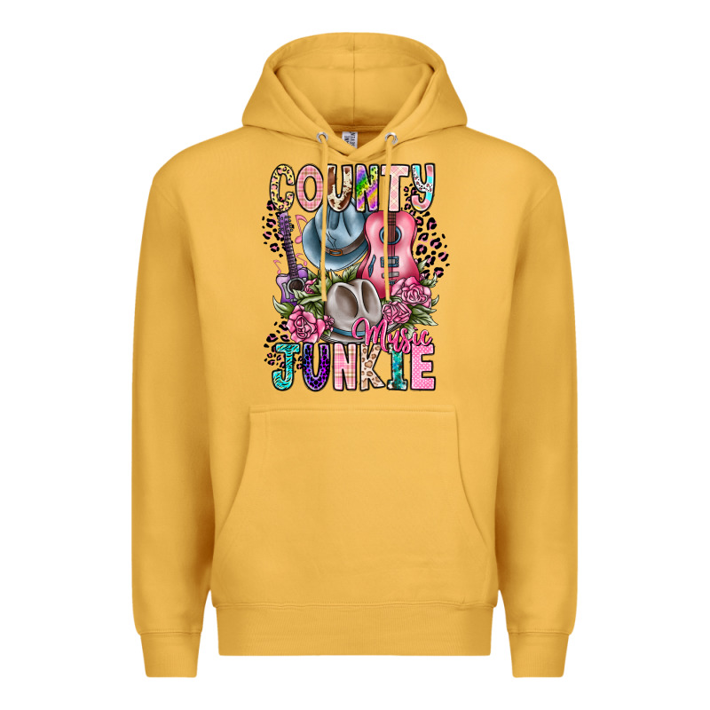 Country Music Junkie Premium Hoodie by CowhideDigitalArt | Teevron