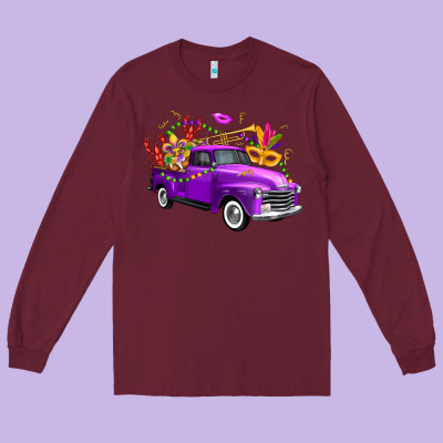Mardi Gras Truck King's Cake Long Sleeve Tee Designed By Fadigitalartstudio