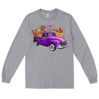 Heather Grey Mardi Gras Truck King's Cake Long Sleeve Tee - FaDigitalArtStudio