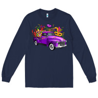 Navy Mardi Gras Truck King's Cake Long Sleeve Tee - FaDigitalArtStudio