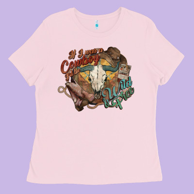 Cowboy Wild And Free Western Ladies Tee Designed By Howdyjamesfarm