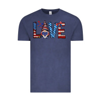 Vintage Denim 4th Of July love gnome Vintage Tee - HowdyJamesFarm