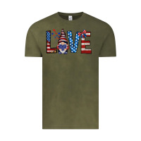 Vintage Olive 4th Of July love gnome Vintage Tee - HowdyJamesFarm