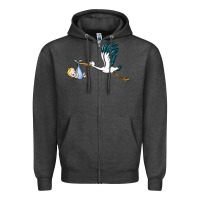 Charcoal Heather stork with baby boy Zipper Hoodie - BarkalooDesign