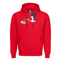 Red stork with baby boy Zipper Hoodie - BarkalooDesign