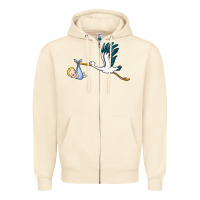 Sandshell stork with baby boy Zipper Hoodie - BarkalooDesign