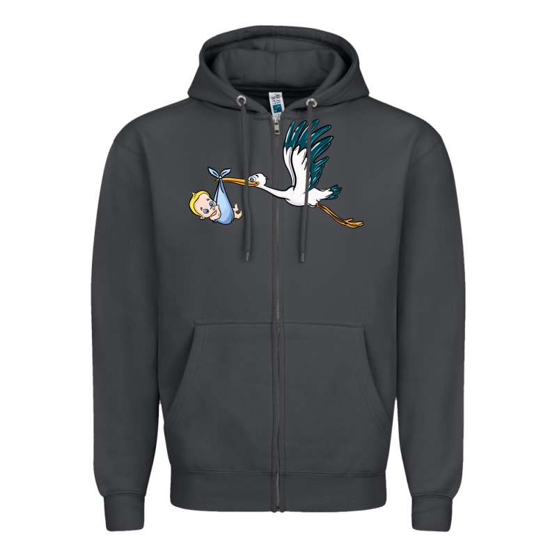 Stork With Baby Boy Zipper Hoodie by BarkalooDesign | Teevron