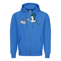 True Royal stork with baby boy Zipper Hoodie - BarkalooDesign