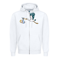 White stork with baby boy Zipper Hoodie - BarkalooDesign