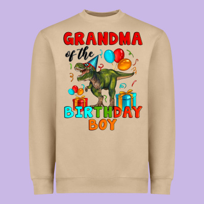 Grandma Of The Birthday Boy T Rex Heavyweight Sweatshirt Designed By Artiststas