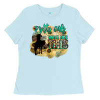 Baby Blue Pretty girls walk like this Ladies Tee - HowdyJamesFarm