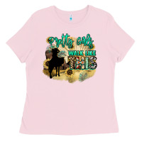Bubblegum Pink Pretty girls walk like this Ladies Tee - HowdyJamesFarm