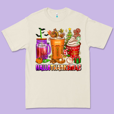 Hallothanksmas Coffee Cups Premium Tee Designed By Texasbilliewilder